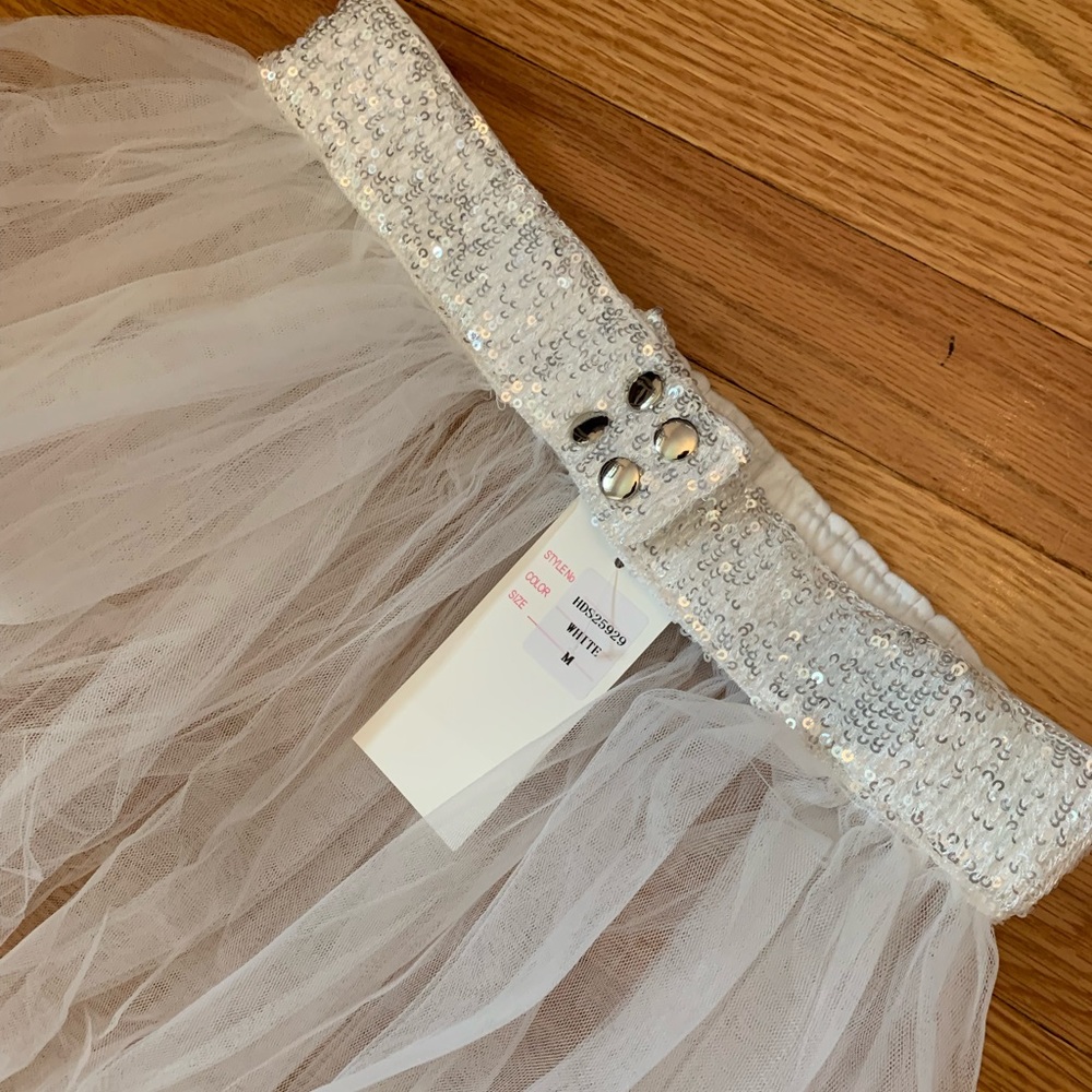 Dolly western skirt belt - white with sequins